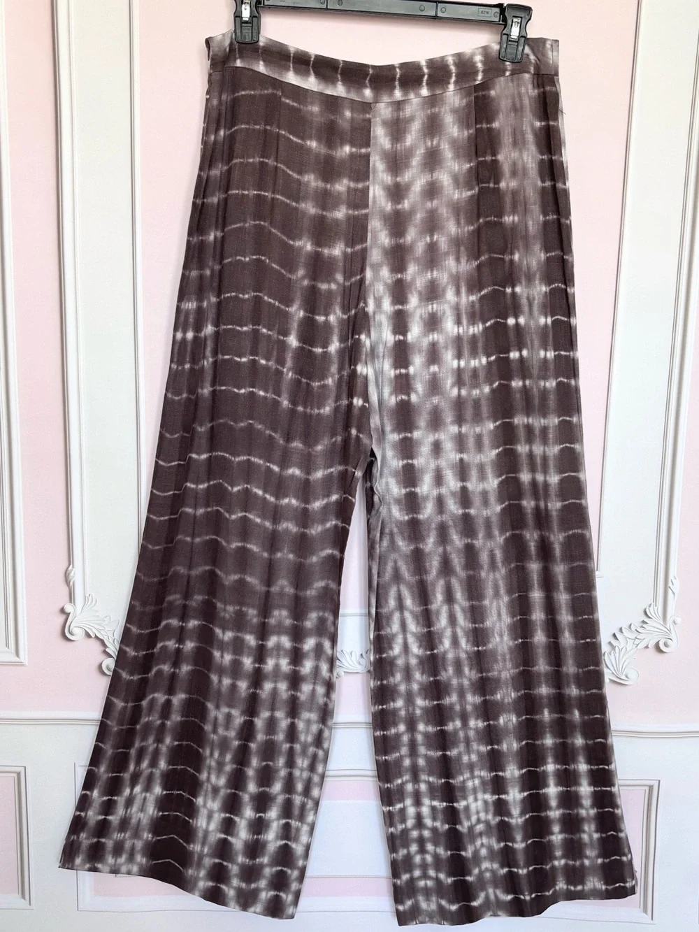 ZARA Wrap-Front Wide Leg Linen Blend Tie-Dye Boho Pants--NEW--XL